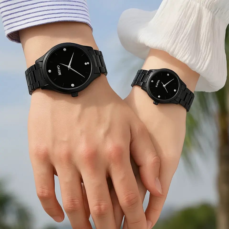 Luxury Matte Black Couple Watches - Perfect Gift for Pairs