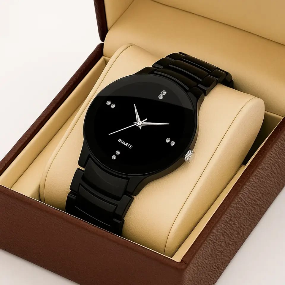 Luxury Matte Black Men's Watch – Sleek Minimalist Design