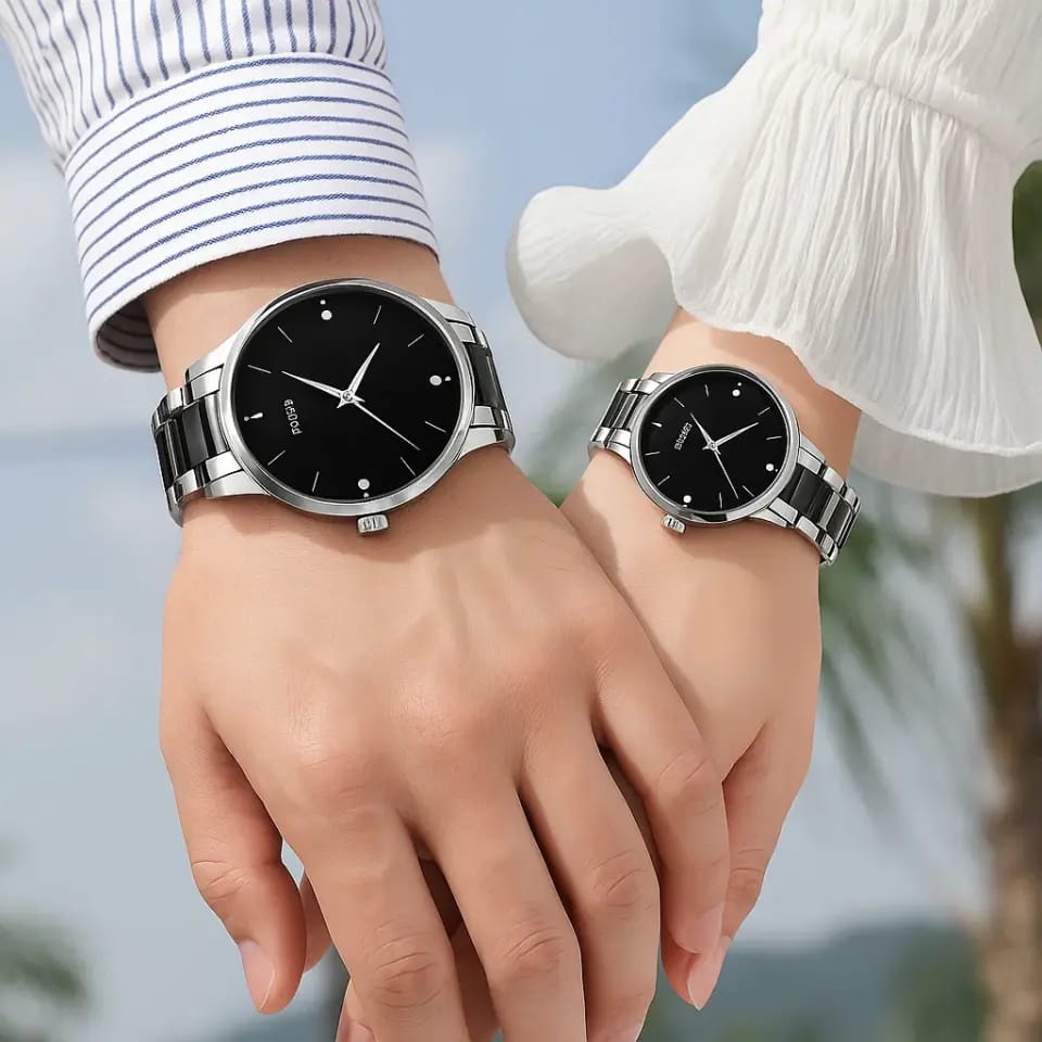 Luxury Matte Black Couple Watches - Perfect Gift for Pairs