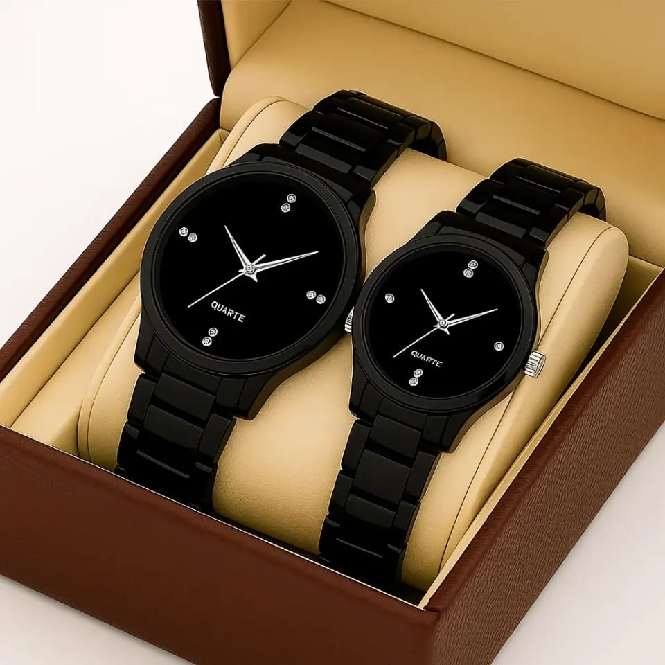 Luxury Matte Black Couple Watches - Perfect Gift for Pairs