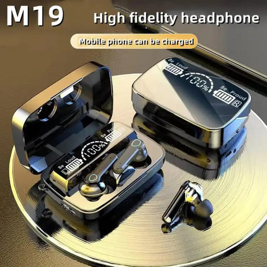 M19 TWS Earbuds with 3500mAh Power Bank – HiFi Sound & LED Display