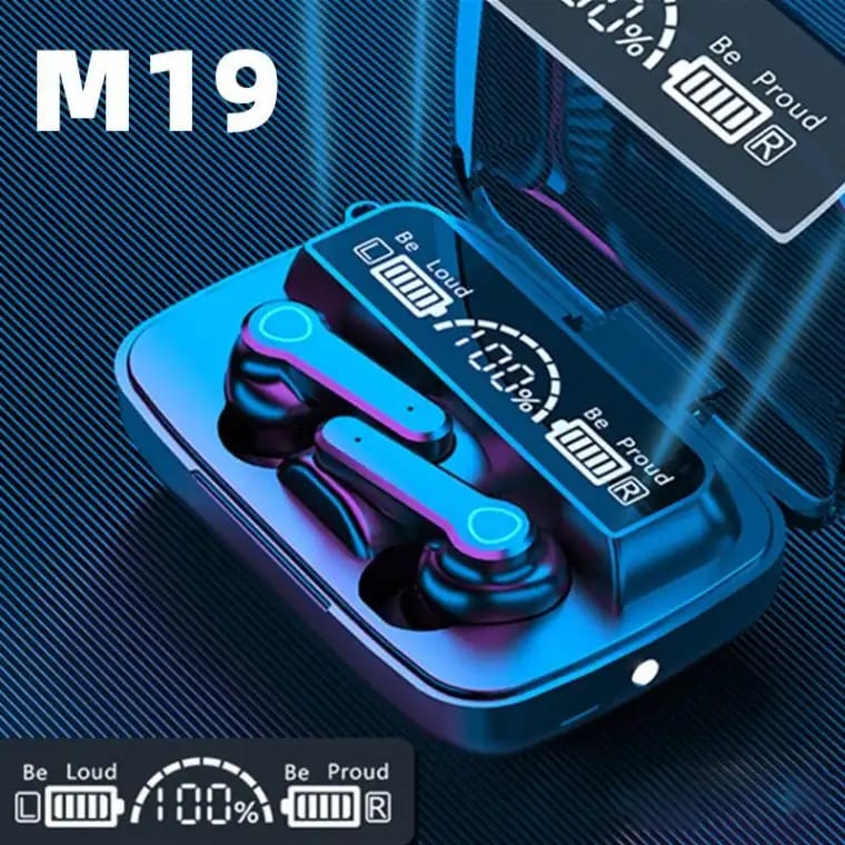 M19 TWS Earbuds with 3500mAh Power Bank – HiFi Sound & LED Display